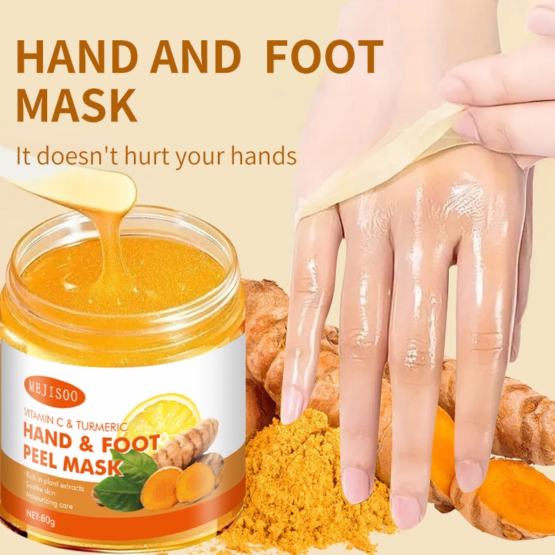 Foot Mask Peeling - ビタミンC＆ターメリックハンド＆フットピールマスク - 深層角質除去、美白、古い角質や角質除去、天然植物エキス配合